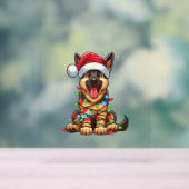 Duitse Herder Hond Kerstverlichting Santa Hat Xma Acryl Bord (Neutraal)