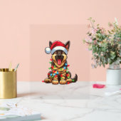 Duitse Herder Hond Kerstverlichting Santa Hat Xma Acryl Bord (Huwelijk)