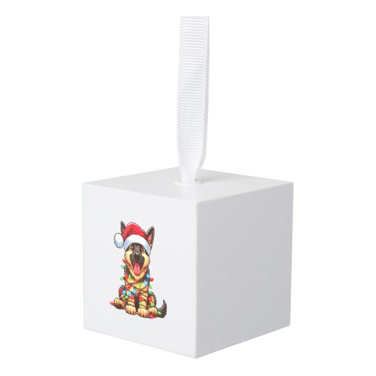 Duitse Herder Hond Kerstverlichting Santa Hat Xma Decoratie (Voorkant hoekig)