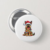 Duitse Herder Hond Kerstverlichting Santa Hat Xma Ronde Button 5,7 Cm (Voorkant /achterkant)