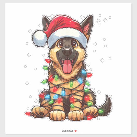 Duitse Herder Hond Kerstverlichting Santa Hat Xma Sticker (Vel)
