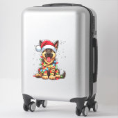 Duitse Herder Hond Kerstverlichting Santa Hat Xma Sticker (Koffer)