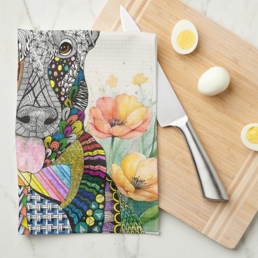 Duitse herder hond keukenhanddoek (Quarter Fold)