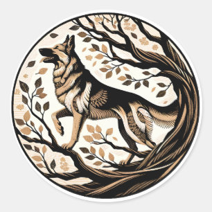 Duitse Herder Hond Kunstflora Duitse Herders Hond Ronde Sticker
