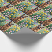 Duitse herder hond lente bloemen schilderen cadeaupapier (Hoek)