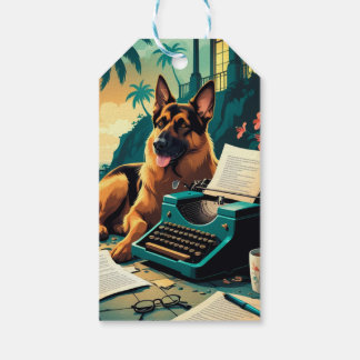Duitse Herder Hond meneer vintage Cadeaulabel