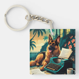 Duitse Herder Hond meneer vintage Sleutelhanger