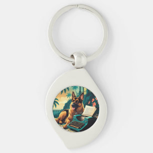 Duitse Herder Hond meneer vintage Sleutelhanger