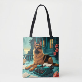 Duitse Herder Hond meneer vintage Tote Bag