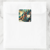 Duitse Herder Hond meneer vintage Vierkante Sticker (Tas)