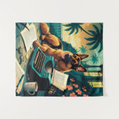 Duitse Herder Hond meneer vintage Wandkleed (Voorkant (horizontaal))