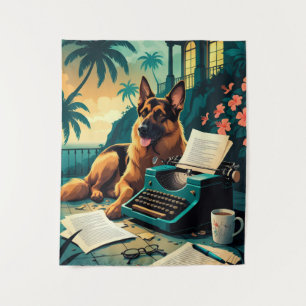 Duitse Herder Hond meneer vintage Wandkleed