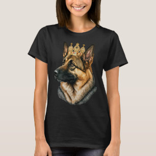Duitse herder hond met gouden kroon t-shirt