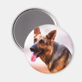 Duitse Herder Hond Olieverfschilderij Kunst Portre Magneet (Voorkant / Achterkant)