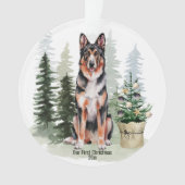 Duitse Herder Hond Pine Tree Waterverf Kerst Ornament (voorkant)
