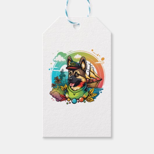 Duitse herder hond piraat cadeaulabel (Voorkant)
