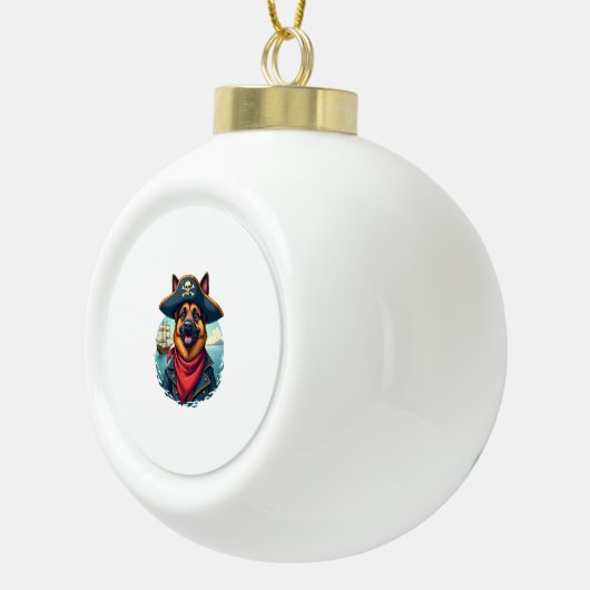 Duitse herder hond piraat keramische bal ornament (Rechts)