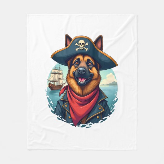 Duitse Herder Hond Piraat Kopie Fleece Deken (Voorkant)