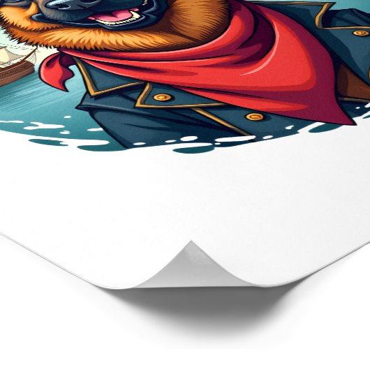 Duitse herder hond piraat poster (Hoek)