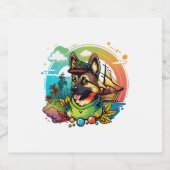 Duitse herder hond piraat sparkling wijnetiket (Enkel label)