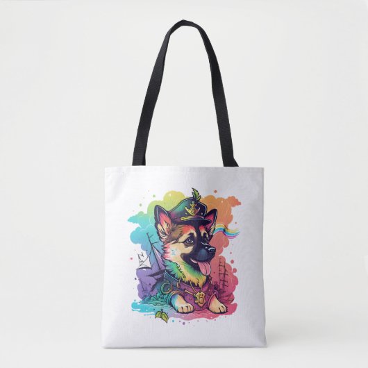 Duitse herder hond piraat tote bag (Voorkant)