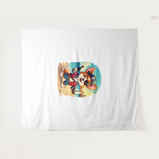 Duitse herder hond piraat wandkleed (Voorkant (horizontaal))