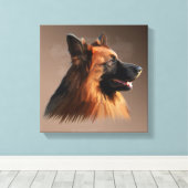Duitse herder hond portret kunst schilderij canvas afdruk (Insitu (Houten vloer))