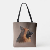 Duitse herder hond portret kunst schilderij tote bag (Achterkant)