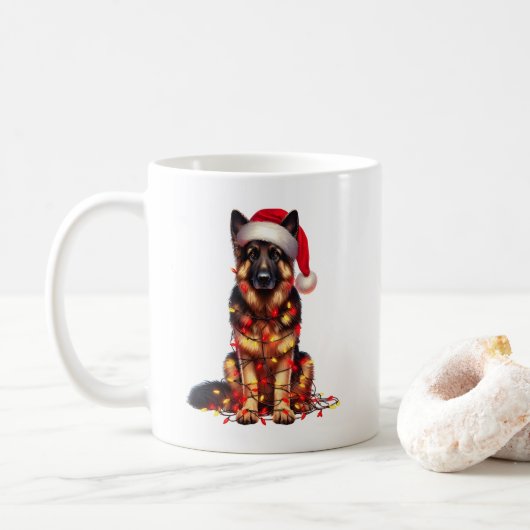 Duitse Herder Hond Puppy Kerstmis Koffiemok (Met donut)