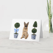Duitse Herder Hond Puppy Topiary Waterverf Kaart (Voorkant)