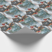 Duitse herder hond rijden motorfiets kerst cadeaupapier (Hoek)