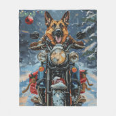 Duitse herder hond rijden motorfiets kerst fleece deken (Voorkant)