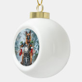 Duitse herder hond rijden motorfiets kerst keramische bal ornament (Rechts)