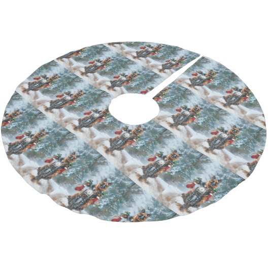 Duitse herder hond rijden motorfiets kerst kerstboom rok (Gekanteld)