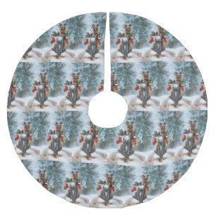 Duitse herder hond rijden motorfiets kerst kerstboom rok