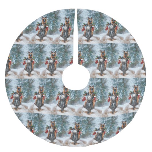 Duitse herder hond rijden motorfiets kerst kerstboom rok (Voorkant)