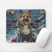 Duitse herder hond rijden motorfiets kerst muismat (Met muis)