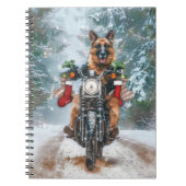 Duitse herder hond rijden motorfiets kerst notitieboek (Voorkant)