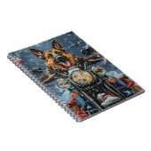 Duitse herder hond rijden motorfiets kerst notitieboek (Rechterzijde)