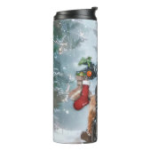 Duitse herder hond rijden motorfiets kerst thermosbeker (Gedraaid links)