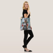 Duitse herder hond rijden motorfiets kerst tote bag (Op model)