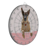 Duitse herder hond roze polka stippen dartbord (Voorkant Links)