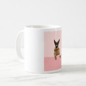 Duitse herder hond roze polka stippen koffiemok (Voorkant links)