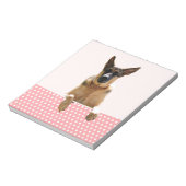 Duitse herder hond roze polka stippen notitieblok (Linkerzijde)