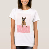 Duitse herder hond roze polka stippen t-shirt (Voorkant)