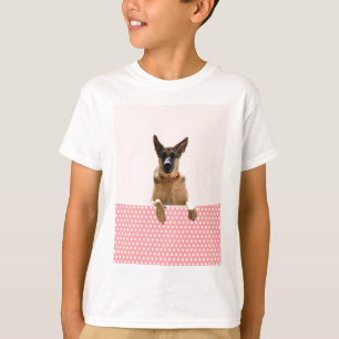 Duitse herder hond roze polka stippen t-shirt