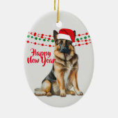 Duitse Herder Hond Santa Hat Holiday Beads Keramisch Ornament (Achterkant)