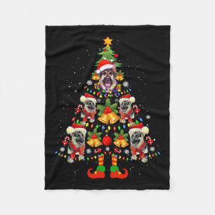 Duitse Herder Hond Santa Hoed Kerstboom Kerstmis Fleece Deken