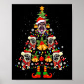 Duitse Herder Hond Santa Hoed Kerstboom Kerstmis Poster (Voorkant)