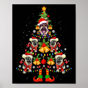Duitse Herder Hond Santa Hoed Kerstboom Kerstmis Poster